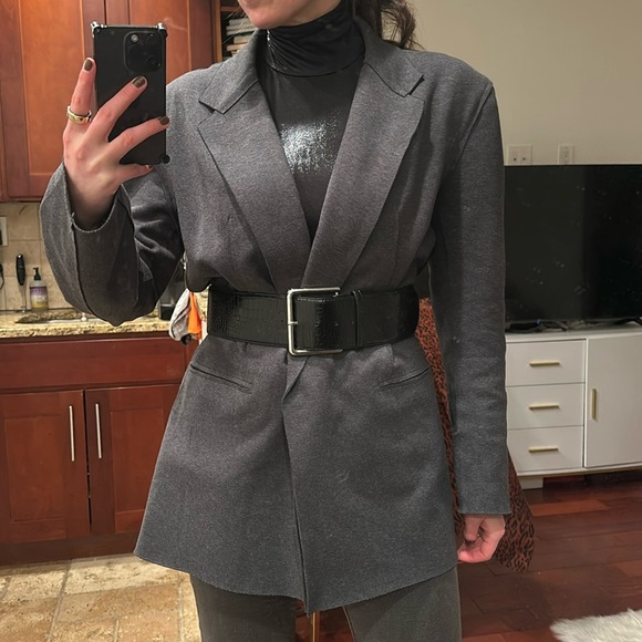 Oversized double breasted jacket size small norma Kamali terry blazer gray - Picture 5 of 11